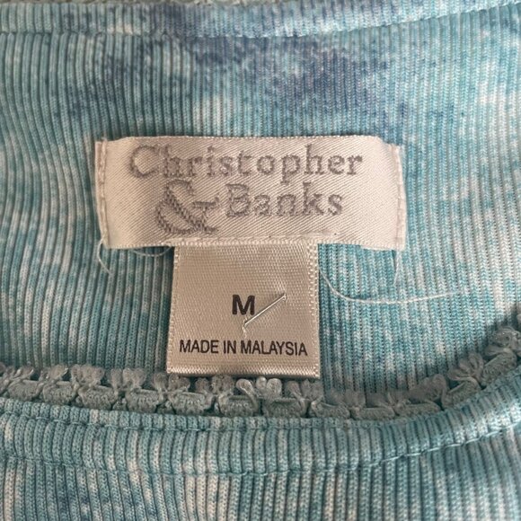 Vintage Y2K 2003 Ribbed Floral Stretch Top Sz MED Christopher & Banks - Picture 7 of 7